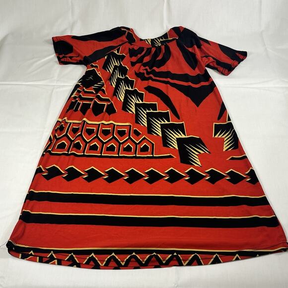 Toddler Girl Dashiki Tribal Print Dress Red Black Gold Size 2T Boho Kaftan - Picture 5 of 5
